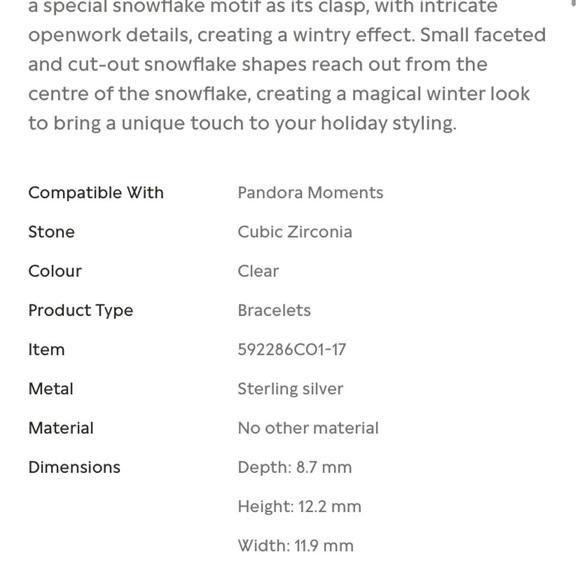 PANDORA Snowflake Clasp bangle bracelet - Picture 9 of 9